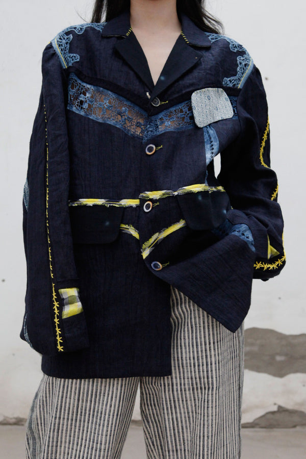 communs blue lace trim jacket SS22 V112